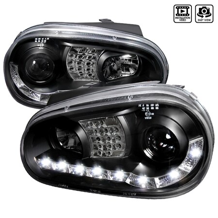 Spec-D Tuning 99-05 Volkswagen Golf R8 Style Halo LED Projector LHP-GLF99JM-8V2-TM